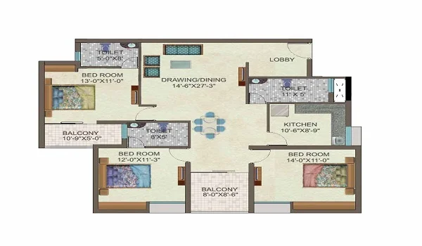 Century Regalia 3 BHK Apartment Floor Plan
